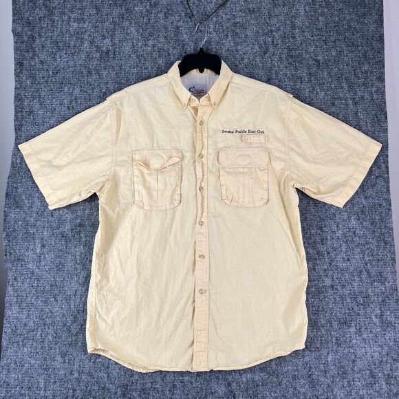 World Wide Sportsman Shirt Mens Large Yellow Fishing Hunting Vented Short-Sleeve - Picture 1 of 10